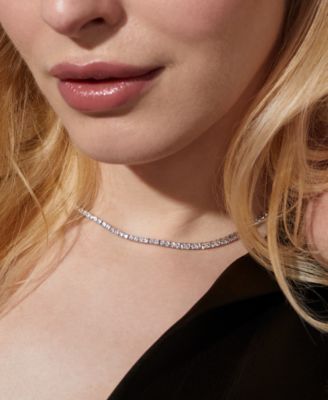 Rhodium-Plated Cubic Zirconia 16" Tennis Necklace, Created for Macy's
