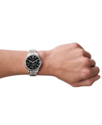 His and Her Multifunction Silver-Tone Stainless Steel Watch Set, 42mm 36mm