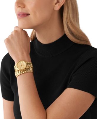 Michael Kors Gold Runway Bracelet Watch MICHAEL KORS MK7472 Slim Runway Gold-Tone Curb Link Bracelet  main image 3