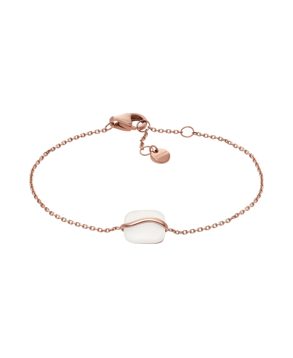 Women's Sofie Sea Glass White Organic-Shaped Station Bracelet, SKJ1815791 - Rose Gold