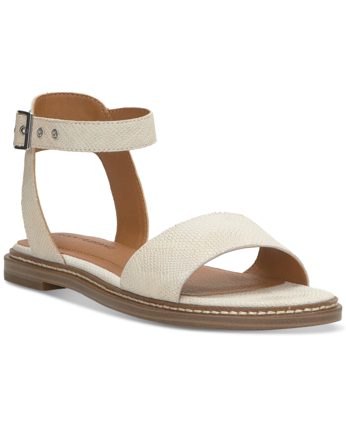 Shop Lucky Brand Women's Kimaya Ankle-strap Flat Sandals In Light Putty Leather
