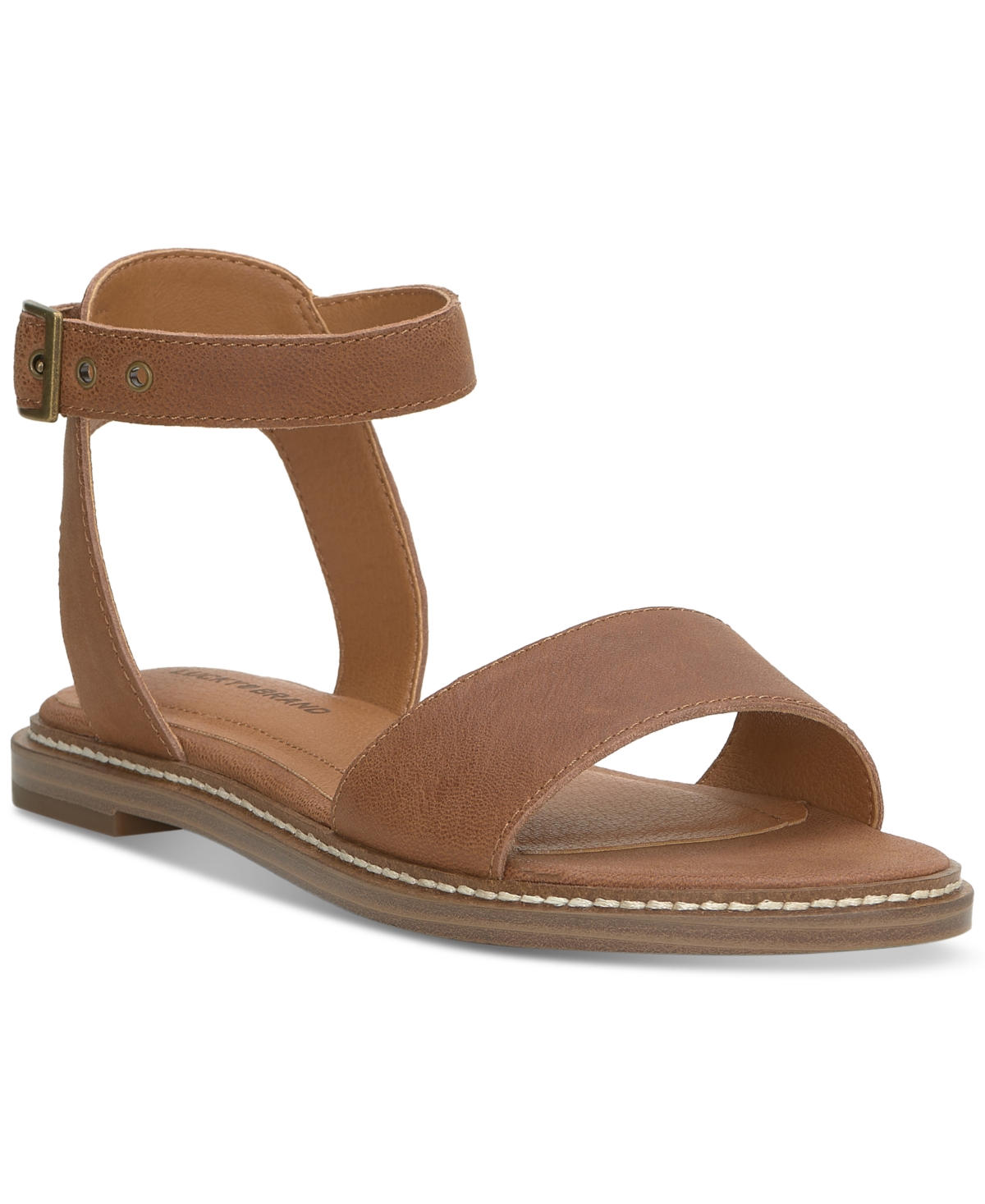 Shop Lucky Brand Women's Kimaya Ankle-strap Flat Sandals In Pinto Leather