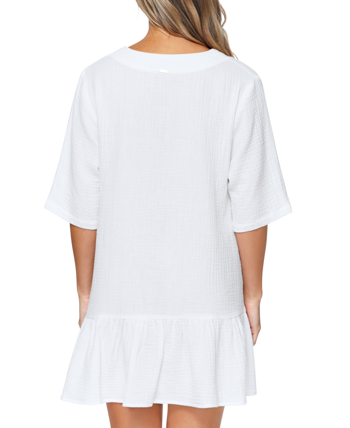 Shop Raisins Juniors' Sol Cotton Button-up Cover-up Dress In White