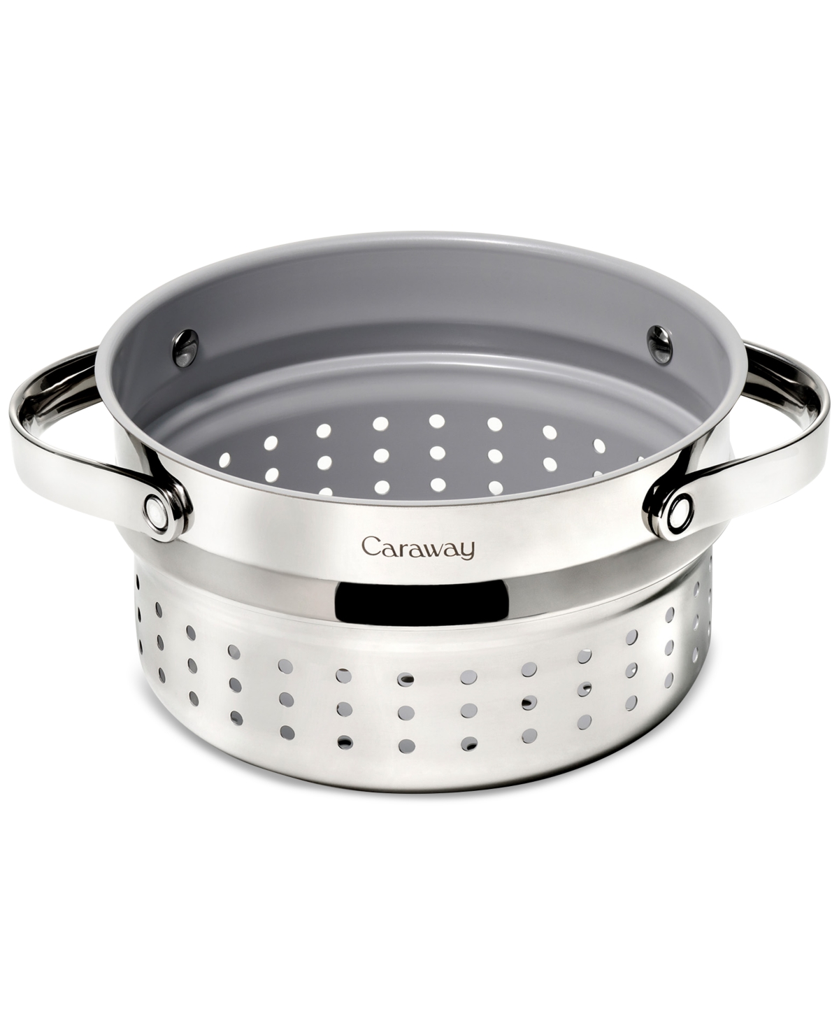 Shop Caraway Nonstick Stainless Steel 3-qt. Saucepan Steamer In Silver