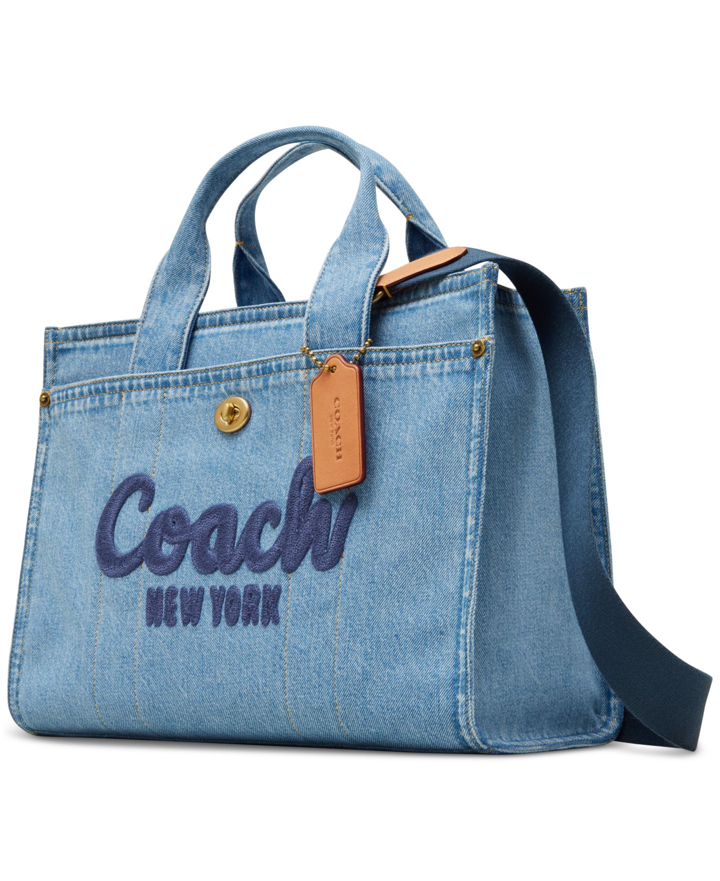 Женская сумка COACH Cargo Medium Denim, цвет: Латунный / Индиго — фото 4