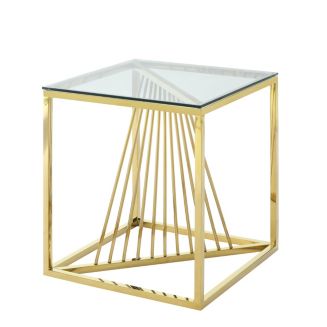Streamdale Furniture Modern Glass End Table with Geodesic Metal Frame ...