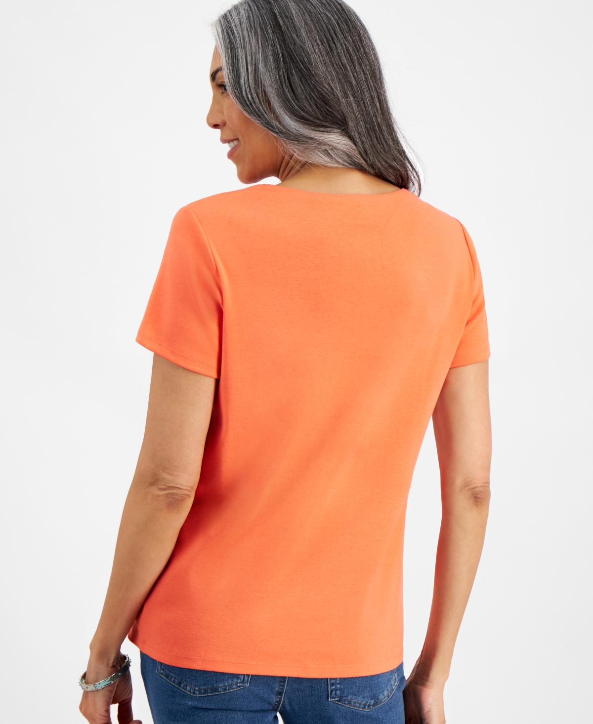 Style & Co Women's Cotton Short-Sleeve Scoop-Neck Top, Created for Macy's