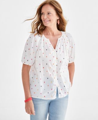 Style & Co - Women's Cotton Voile Embroidered Top