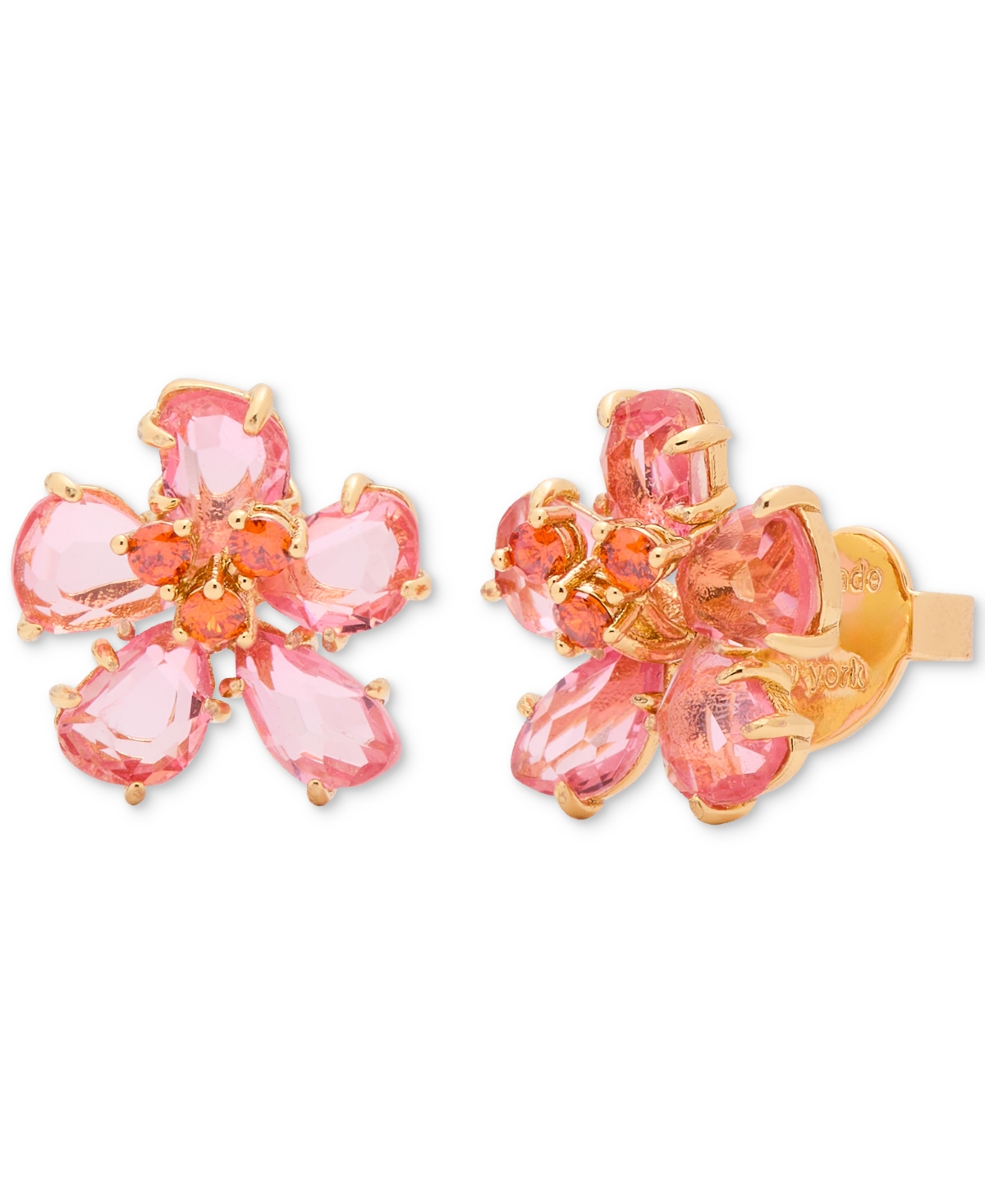 Shop Kate Spade Paradise Flower Stud Earrings In Pink,gold