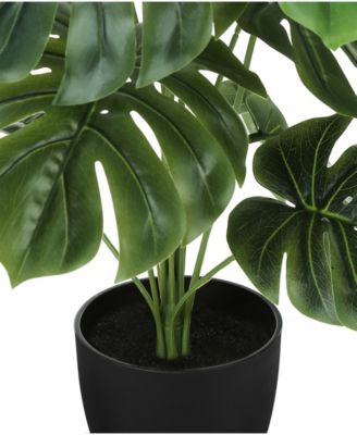 24" Indoor Artificial Monstera Plant with Decorative Black Pot