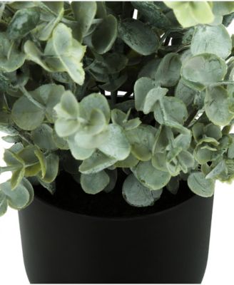 11" Indoor Artificial Eucalyptus Grass Plants with Decorative Black Pots, Set Of 2