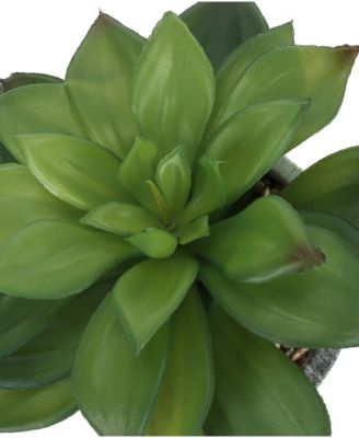 6" Indoor Artificial Succulent Plants with Decorative Grey Cement Pots, Set Of 2