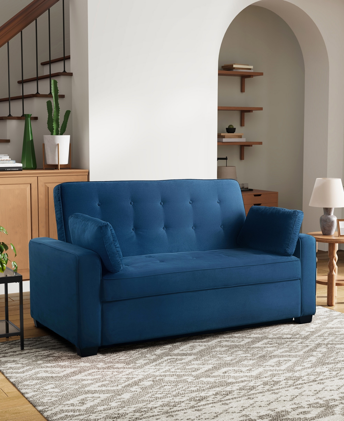 Serta W Polyester Augustus Queen Convertible Sofa