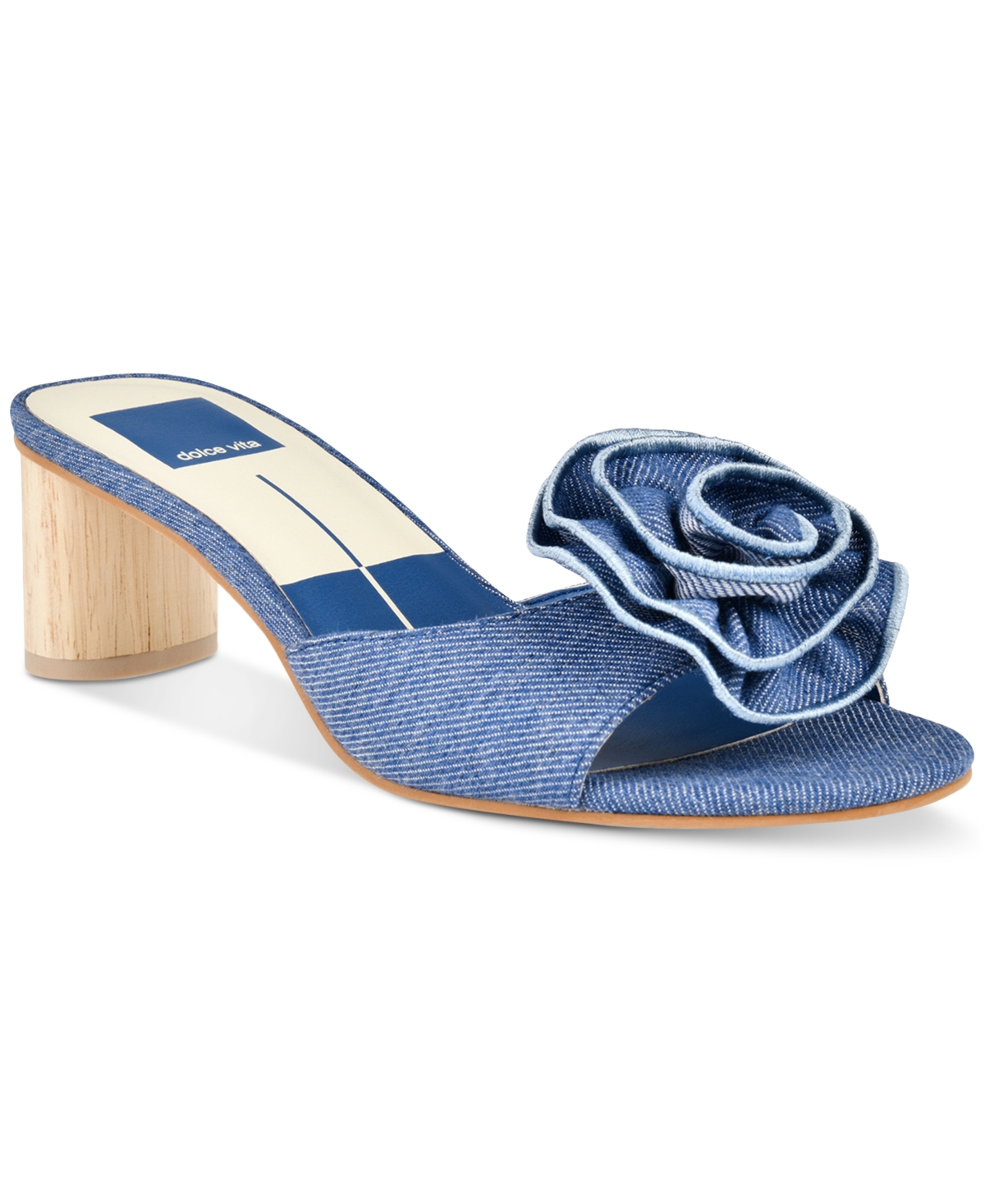 Dolce Vita Women's Darly Floral Detailed Block-heel Dress Sandals In Blue Denim