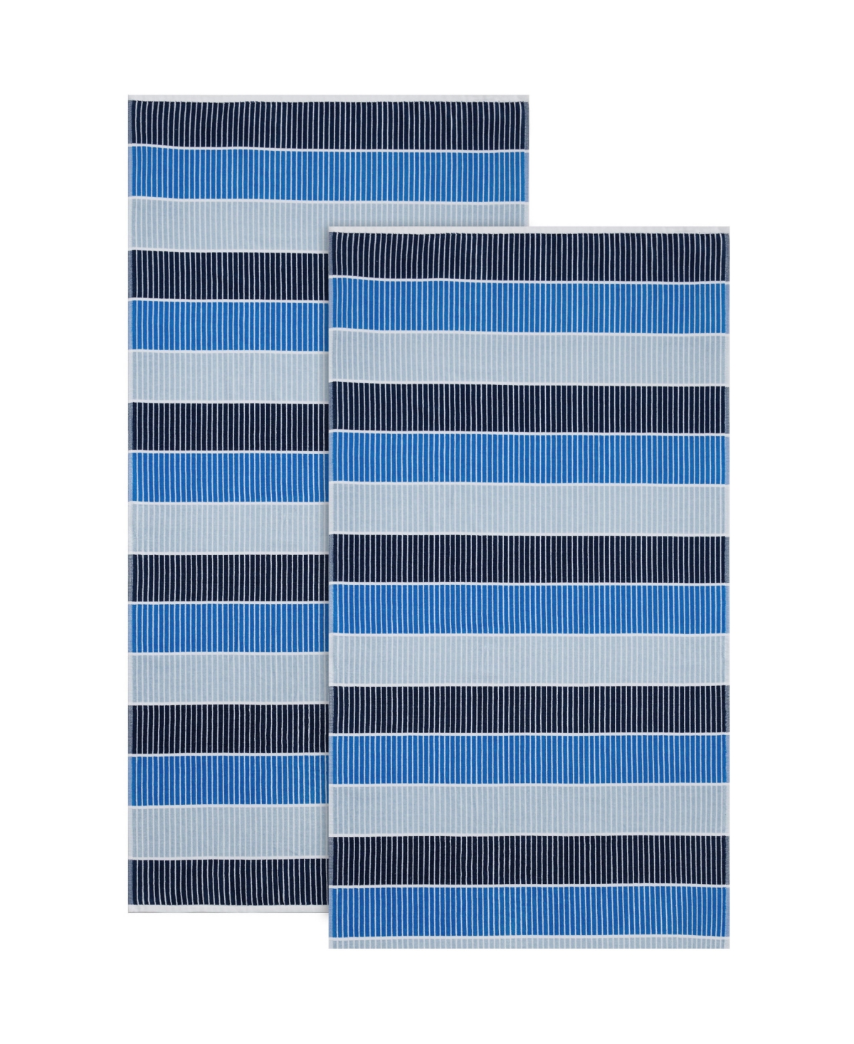 Shop Calvin Klein Blocked Terry Yarn Dyed Stripe Beach Towel Set, 68" X 36" In Blue