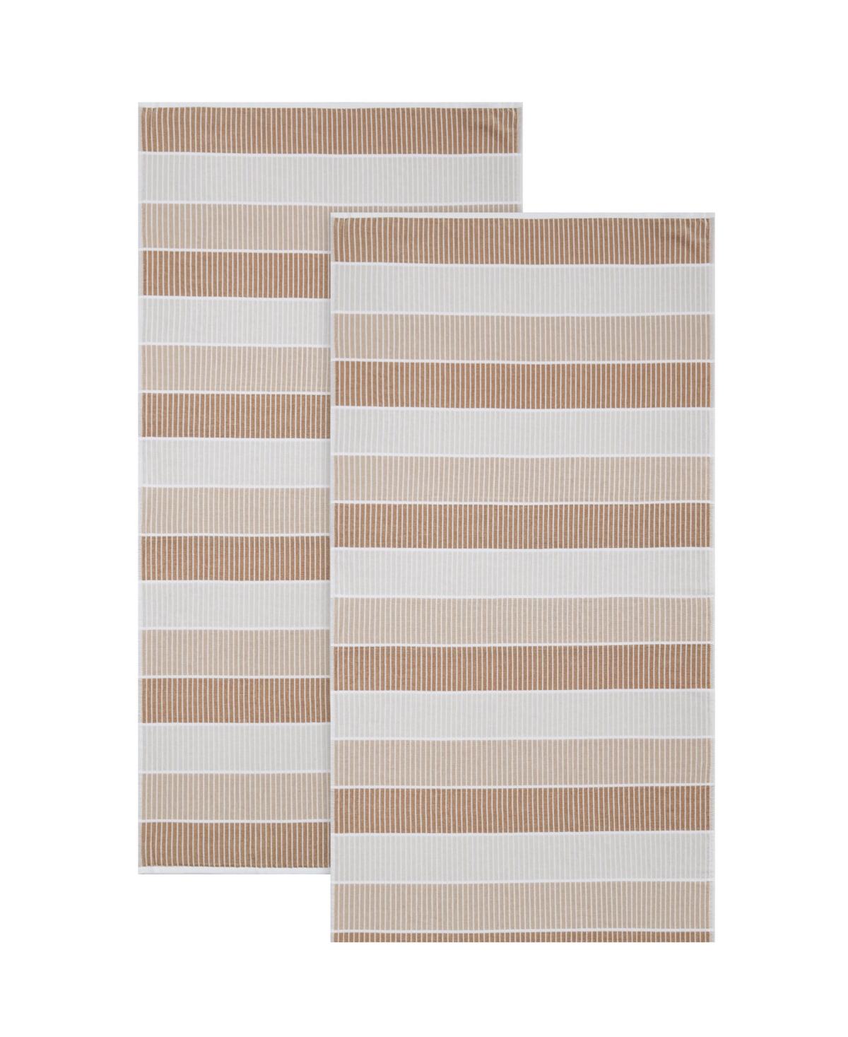 Shop Calvin Klein Blocked Terry Yarn Dyed Stripe Beach Towel Set, 68" X 36" In Beige,tan