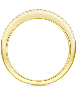 Lab-Grown Emerald (3/8 ct. t.w.) & Lab-Grown White Sapphire (1/4 ct. t.w.) Band in 14k Gold-Plated Sterling Silver (Also in Lab-Grown Blue Sapphire & Lab-Grown Ruby)