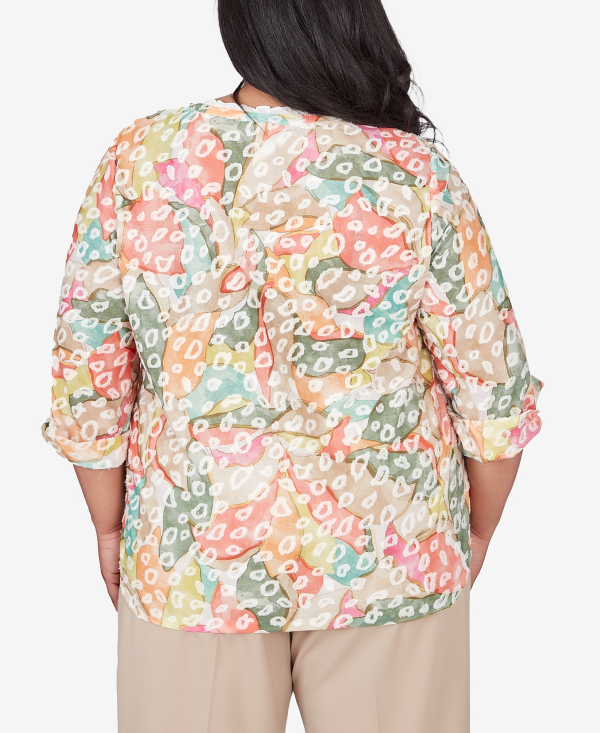 Alfred Dunner Plus Size Tuscan Sunset V-Neck Abstract Animal Print Top