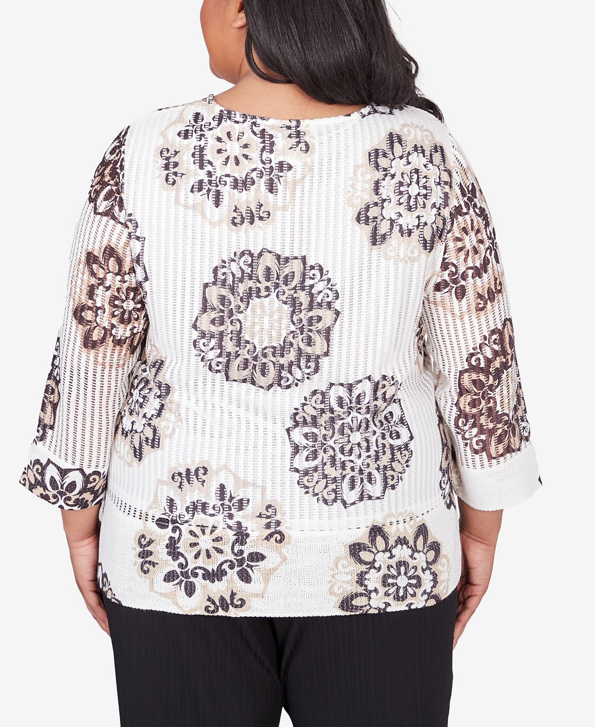 Alfred Dunner Plus Size Opposites Attract Medallion Textured Top