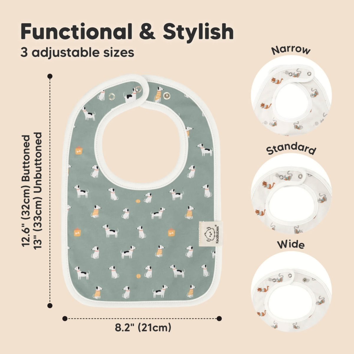 KeaBabies 8-Pack Organic Baby Bibs for Boy, Girl, Drool Bibs, Baby Bib for Girls, Boys - Pets and paws