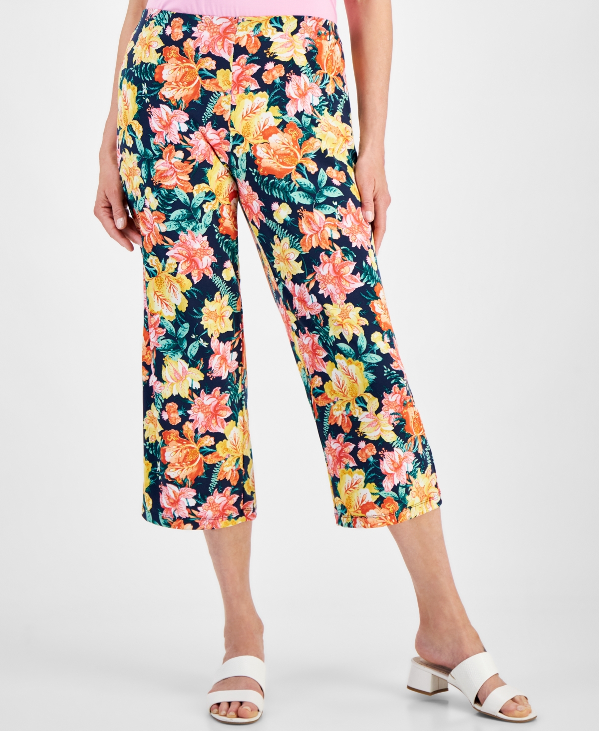 Women's Printed Culotte Pants, Created for Macy's - Blossom Berry Combo