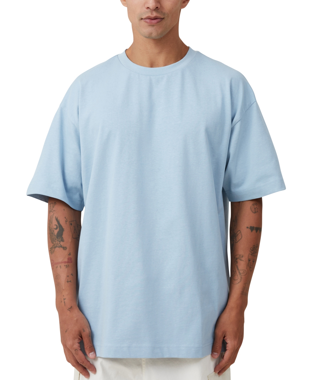 Men's Box Fit Plain T-Shirt - Blue