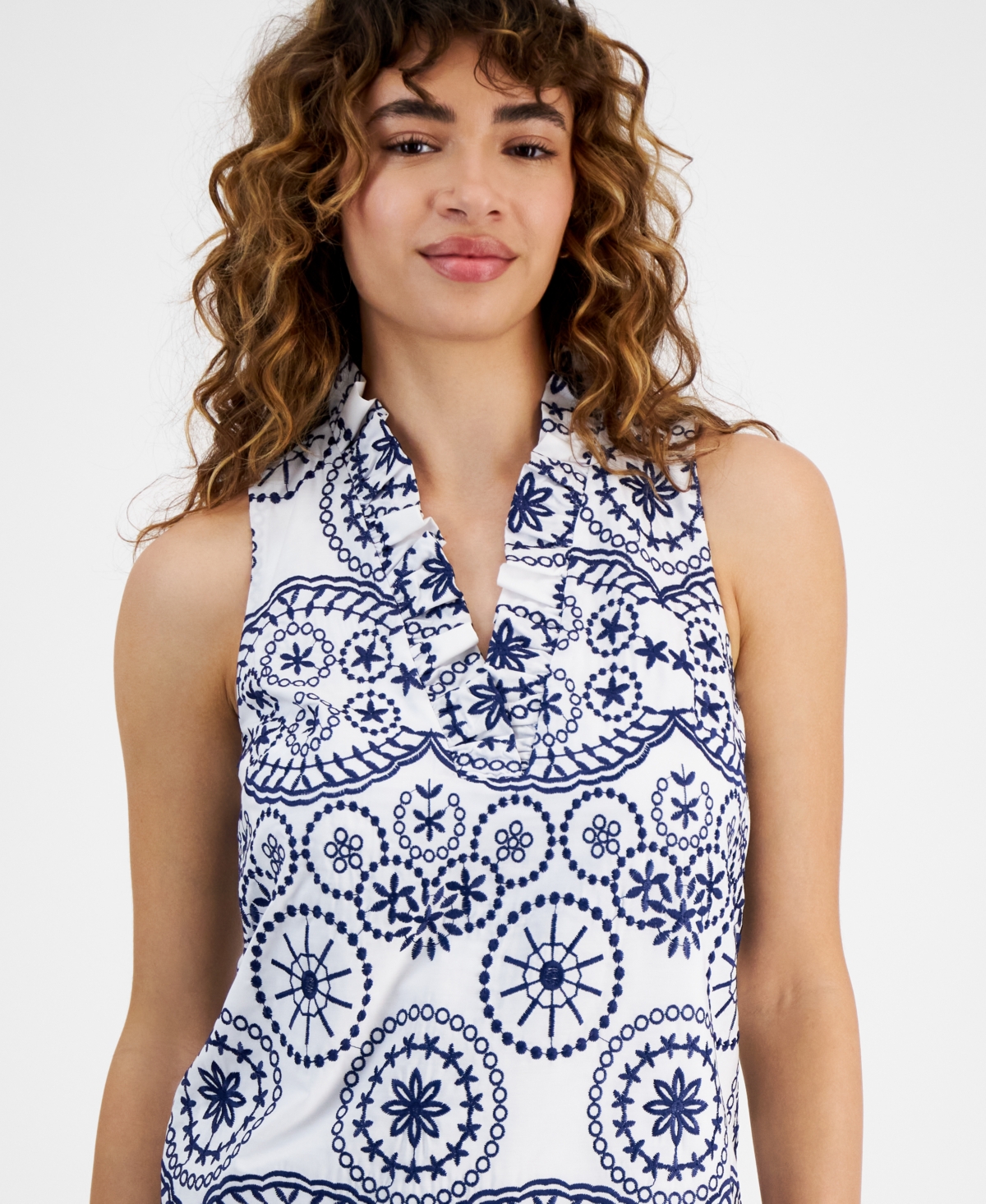 Shop Robbie Bee Petite Sleeveless A-line Dress In White,navy