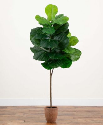 6ft. Artificial Giant Leaf Fiddle Leaf Fig Tree in Decorative Planter with Real Touch Leaves