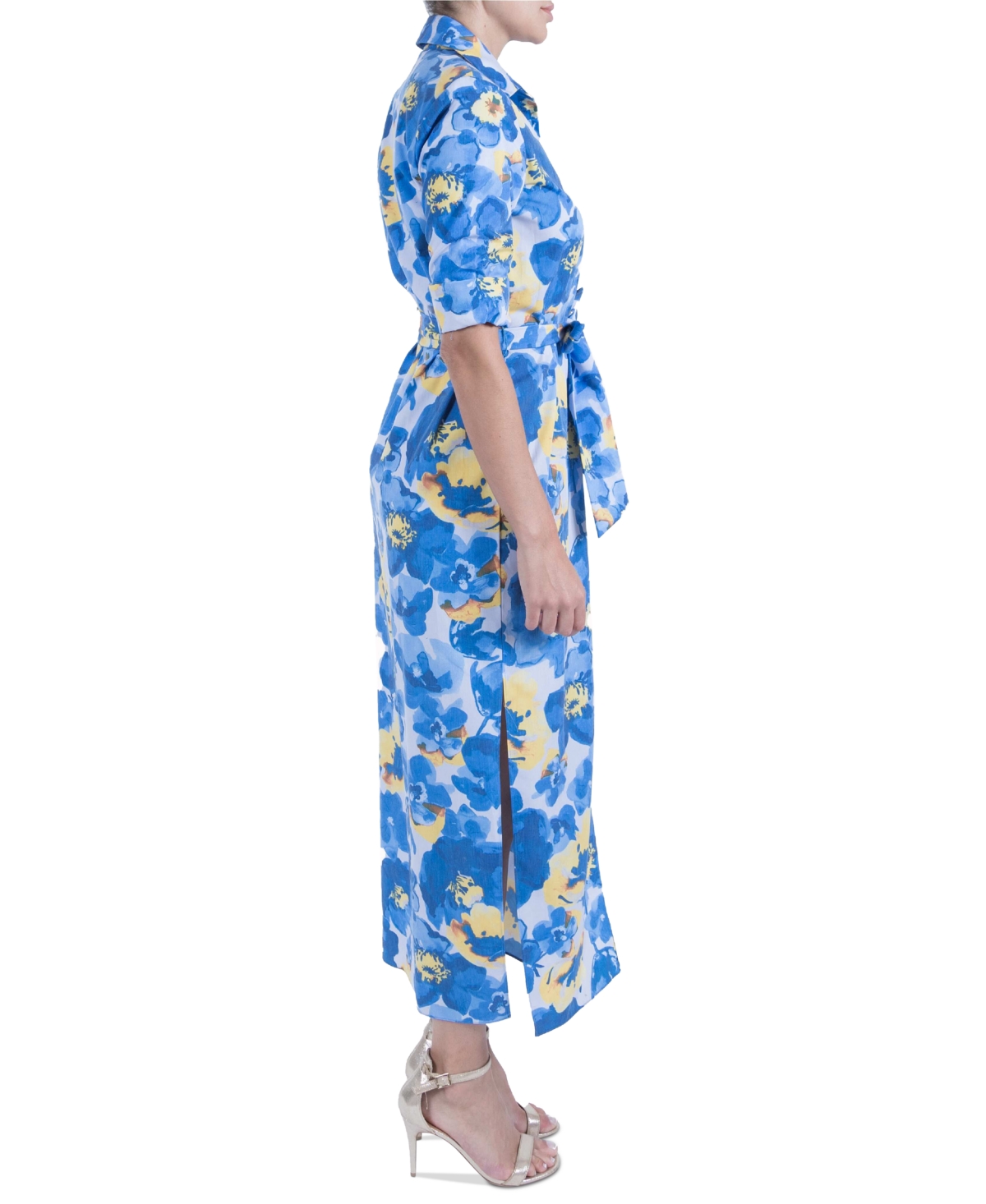 Women's Floral-Print Shirtdress - Blue Multi