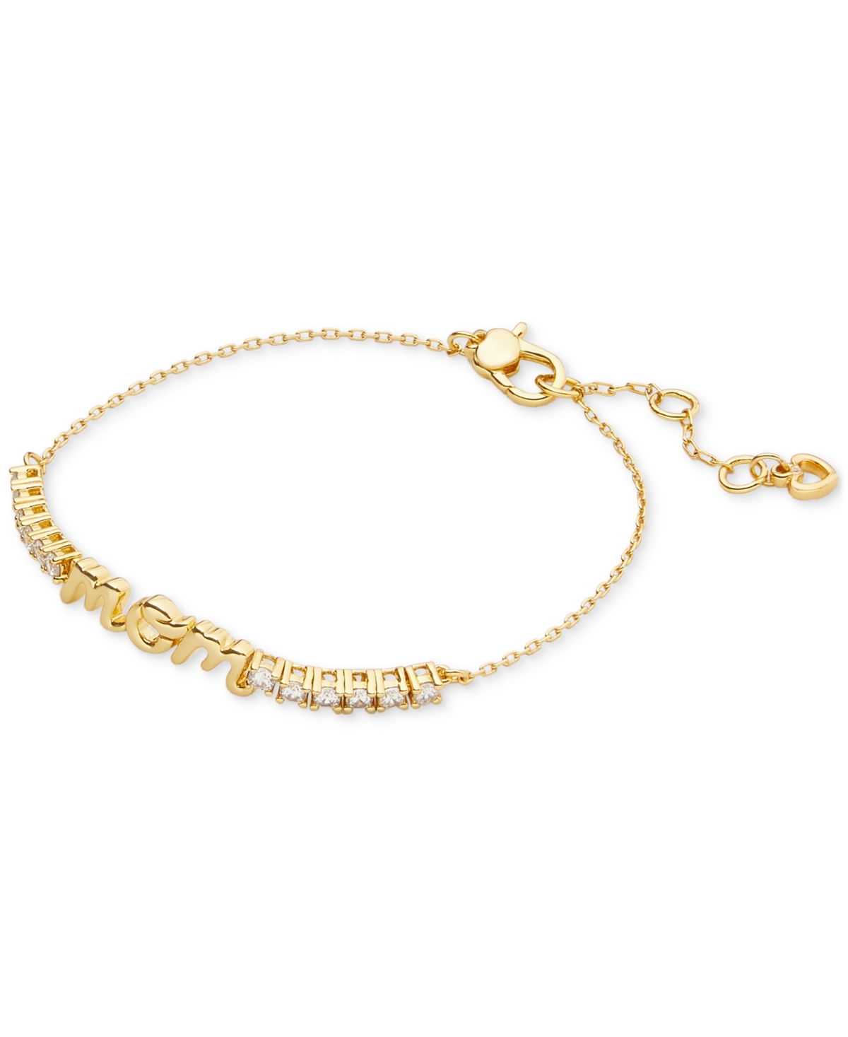 Shop Kate Spade Gold-tone Love You, Mom Crystal Bracelet In Clear,gold