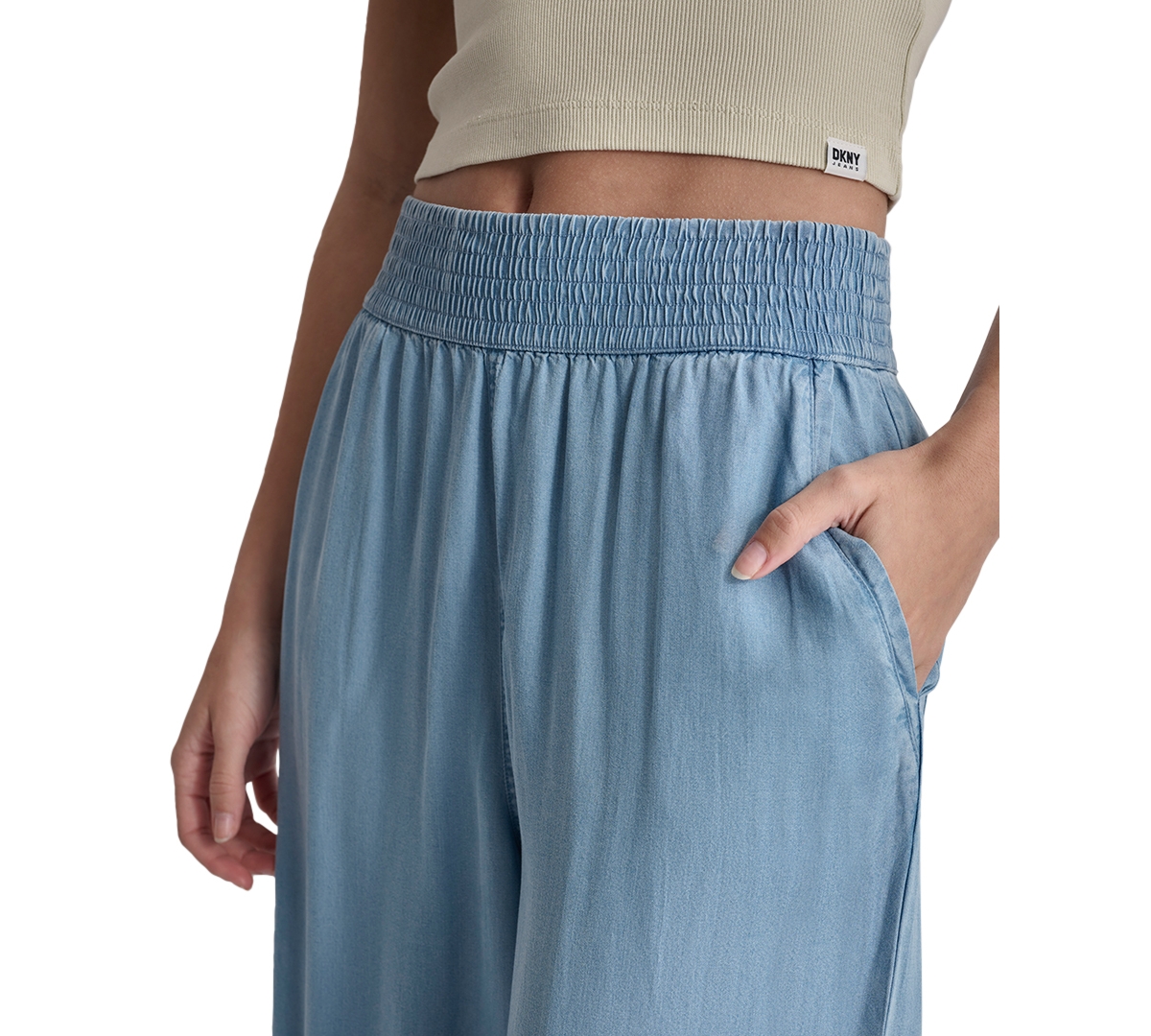 DKNY JEANS WOMEN'S PULL-ON WIDE-LEG ANKLE PANTS 