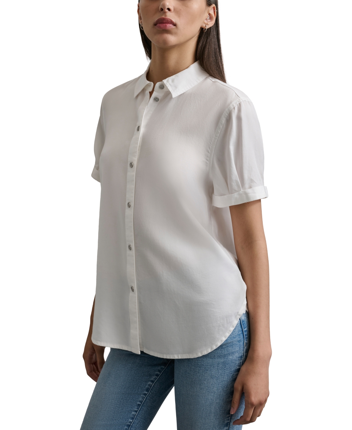 Dkny Jeans Women's Rolled-Sleeve Button-Up Shirt