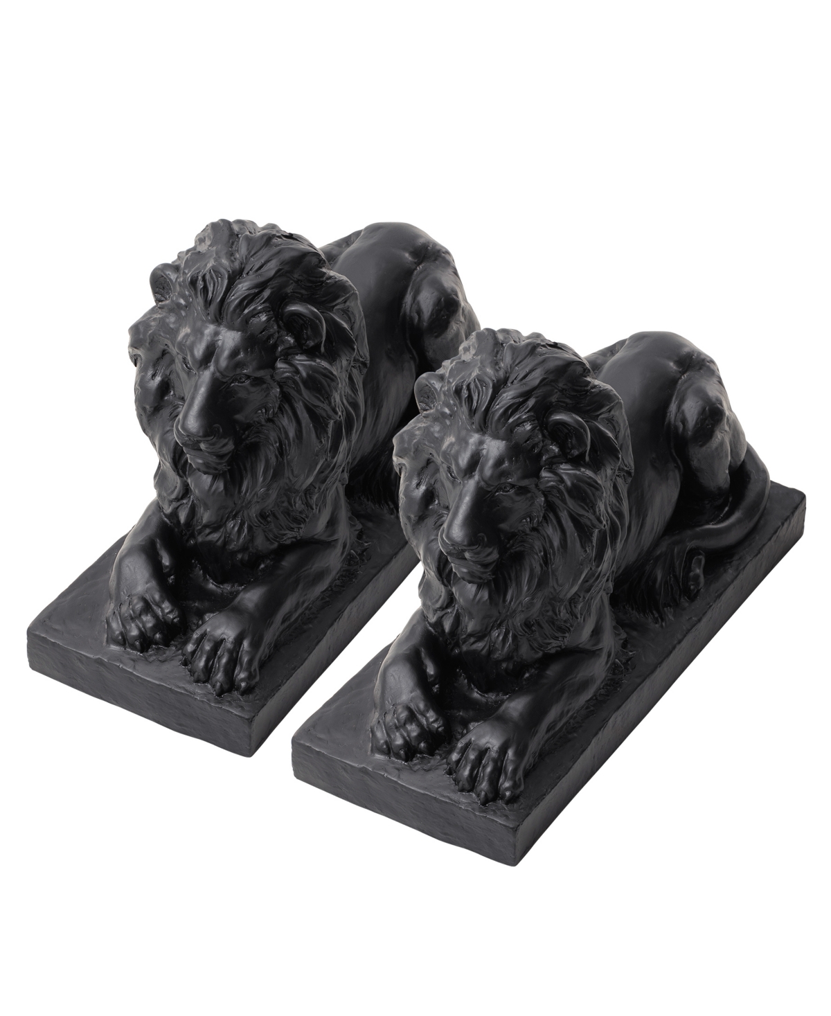 Glitzhome Set of 2Lying Lion Garden Statue - Black