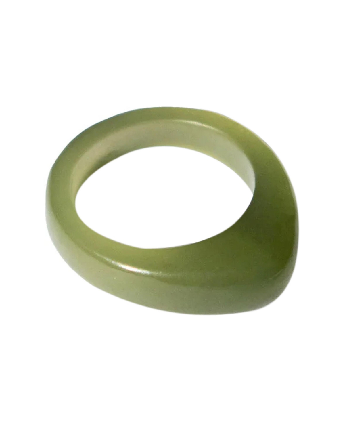 Pyra - Teardrop green jade ring - Green
