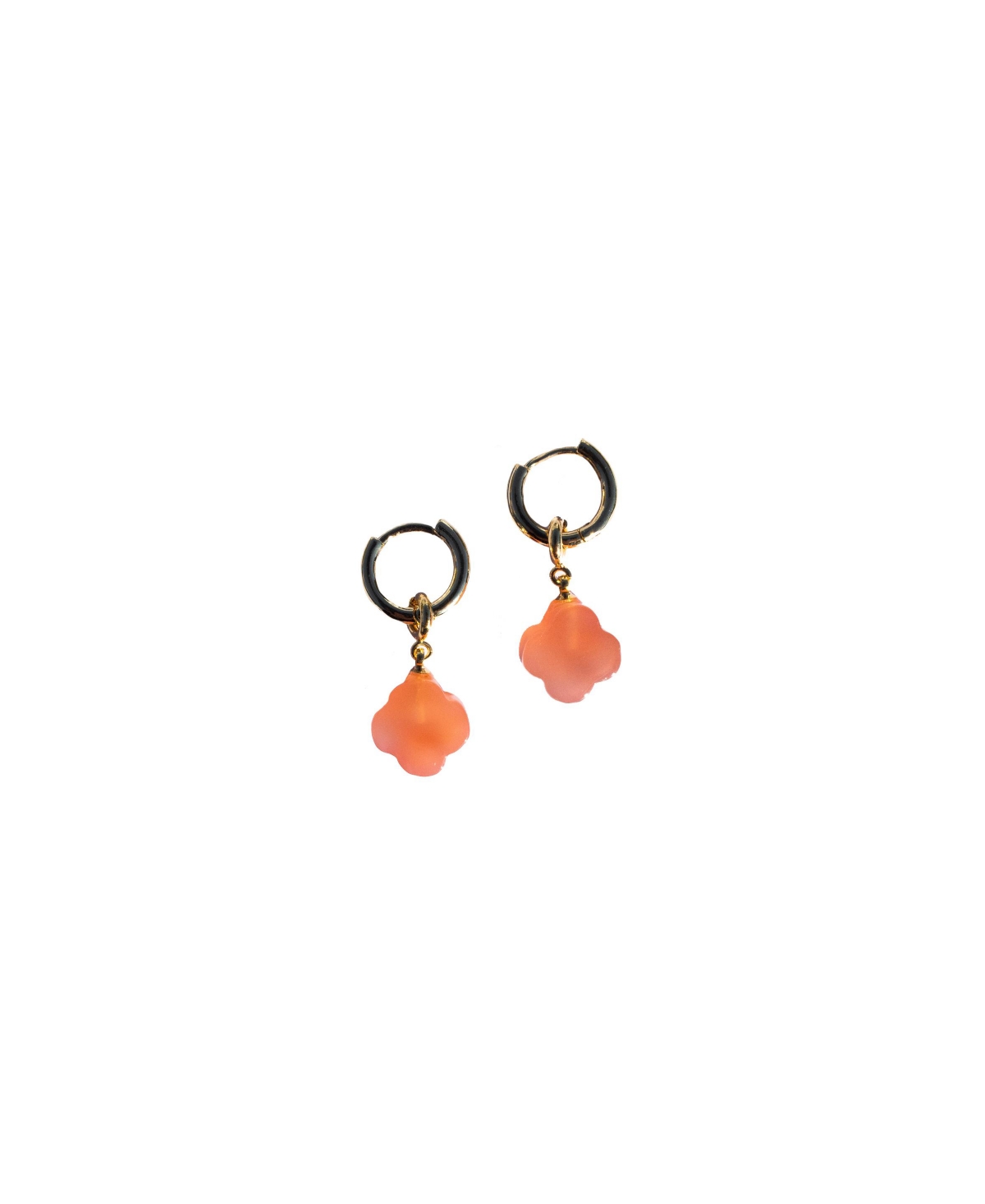 Harvest - Clover Jade stone charm earrings - Pink