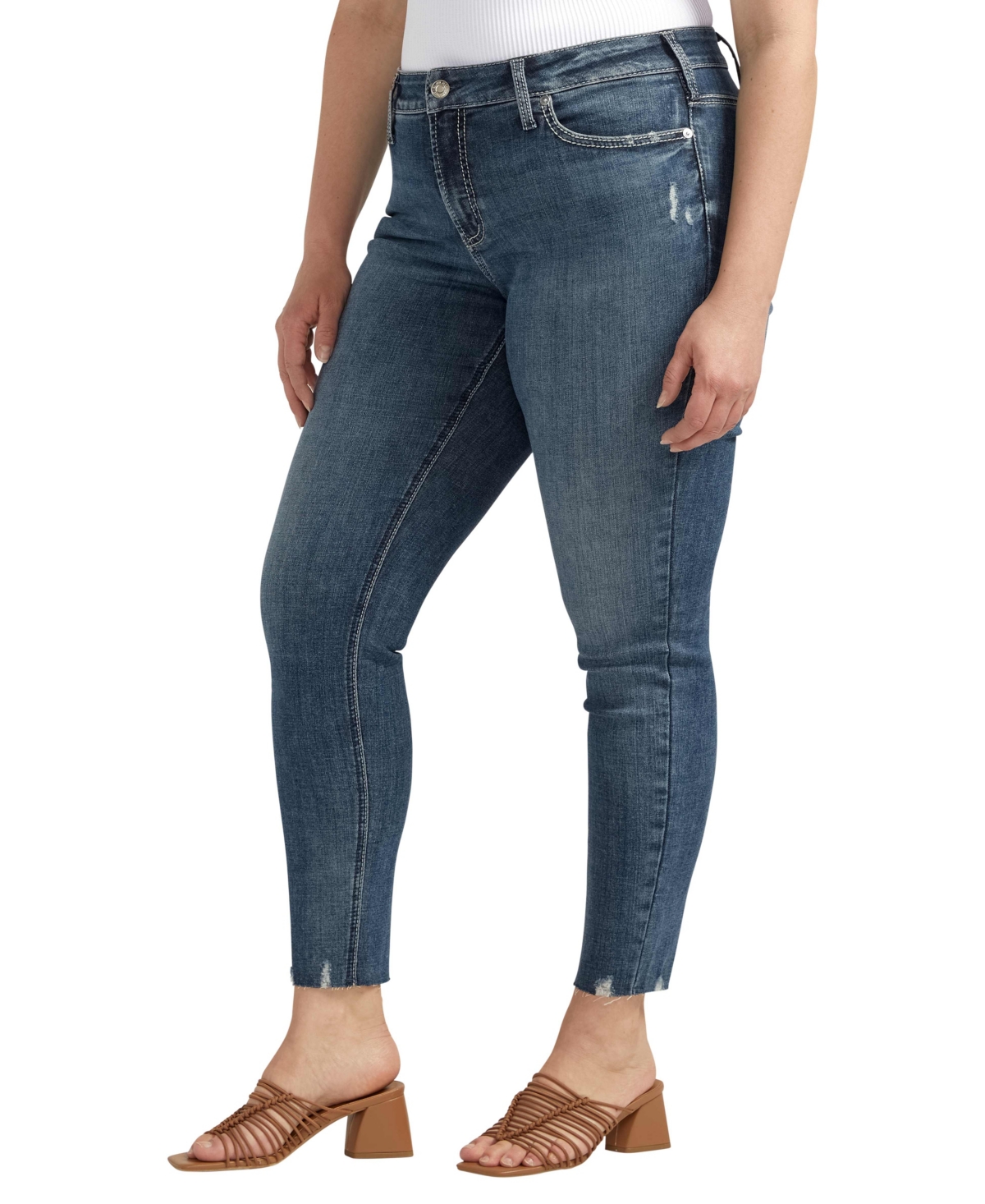 Shop Silver Jeans Co. Plus Size Suki Mid Rise Curvy Fit Skinny Jeans In Indigo