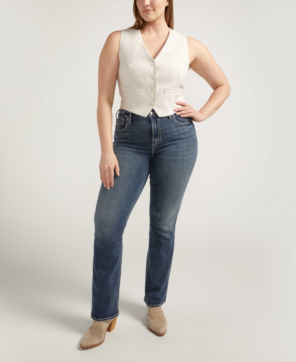 Shop Silver Jeans Co. Plus Size Avery High Rise Slim Bootcut Luxe Stretch Jeans In Indigo