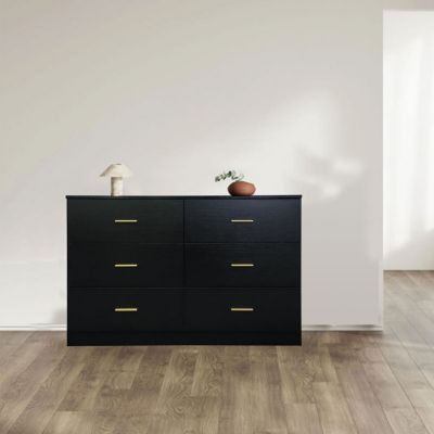 Streamdale Modern Black 6-Drawer Dresser, Amplified Storage