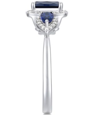 Amethyst (1-1/20 ct. t.w.) & Lab-Grown White Sapphire (1/6 ct. t.w.) Three Stone Halo Ring in 14k Gold-Plated Sterling Silver (Also in Additional Gemstones)