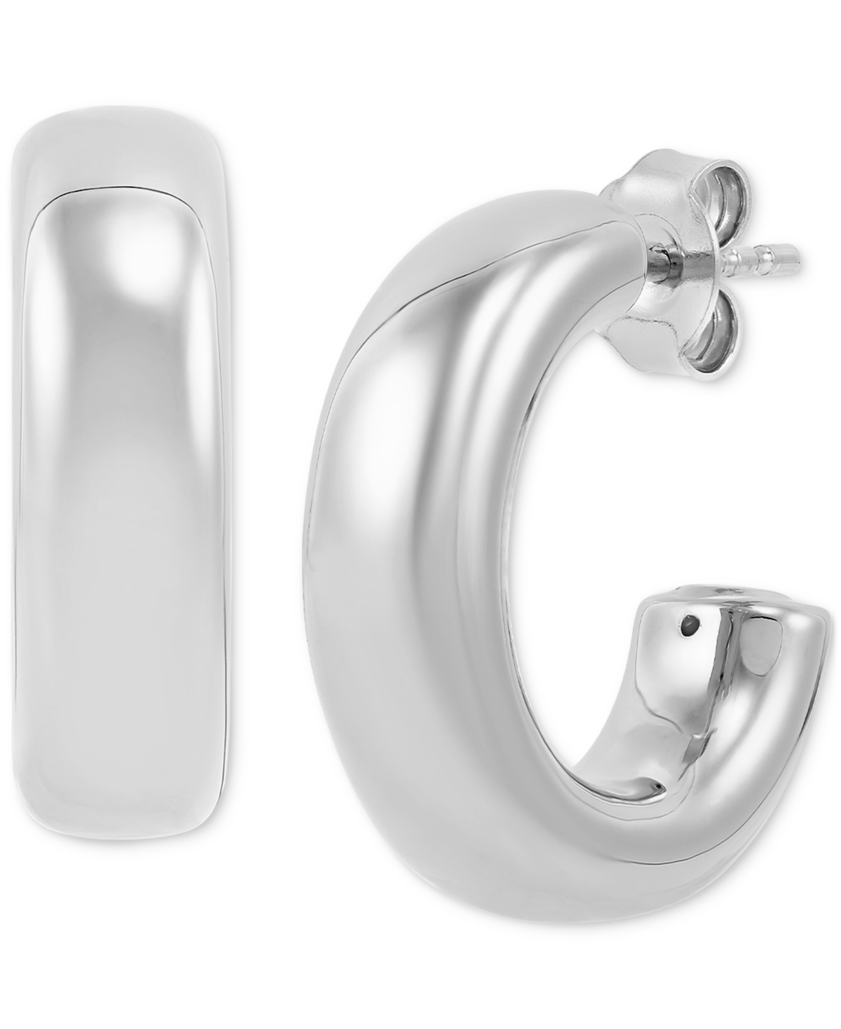 Macy's Polished Chunky Small Hoop Earrings In 14k Gold, 20mm In White