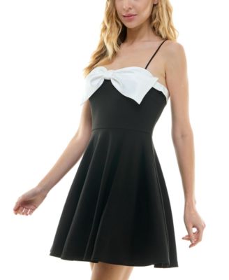 Juniors' Bow-Trim Fit & Flare Dress