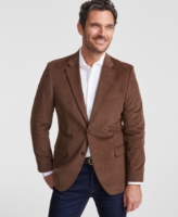Nautica Men's Modern-Fit Solid Stretch Corduroy Elbow Patch Sport Coat - Camel