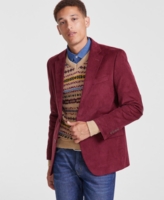 Nautica Men's Modern-Fit Solid Stretch Corduroy Elbow Patch Sport Coat - Red
