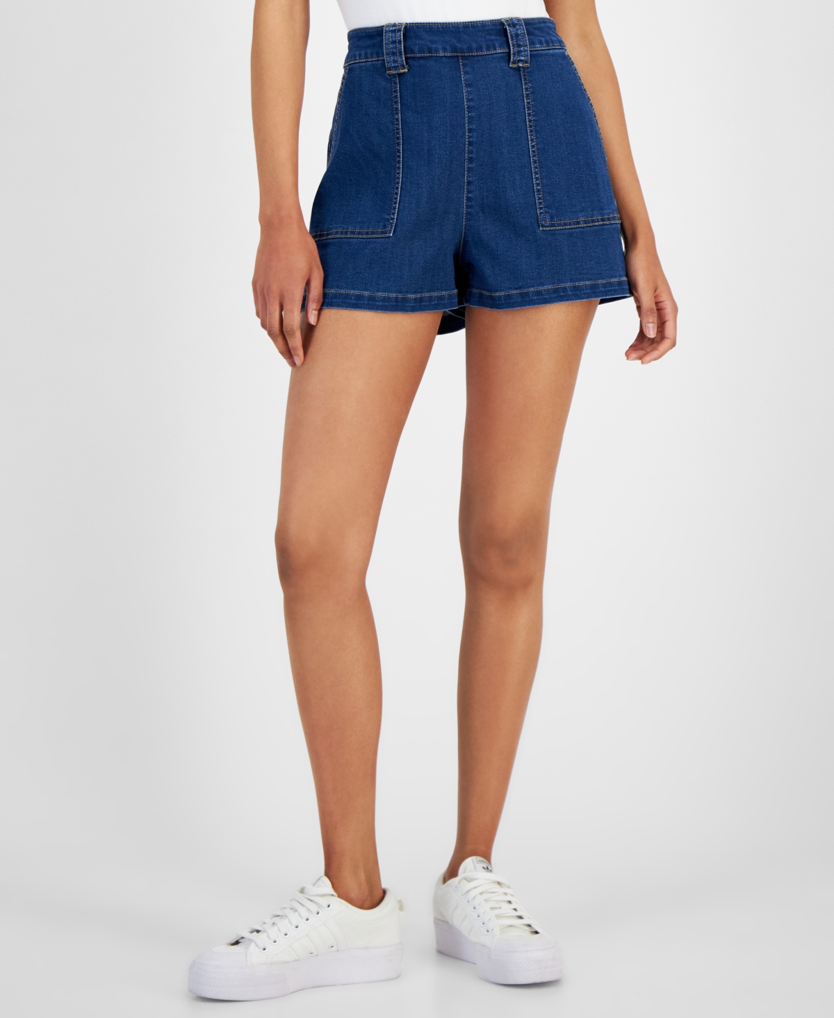 Shop Tinseltown Juniors' High-rise Pull-on Hot Shorts In Adams Wash