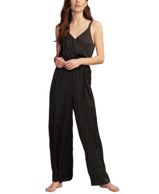 Lucky Brand Women s Pleated Satin Jumpsuit Jet Black Size Xs