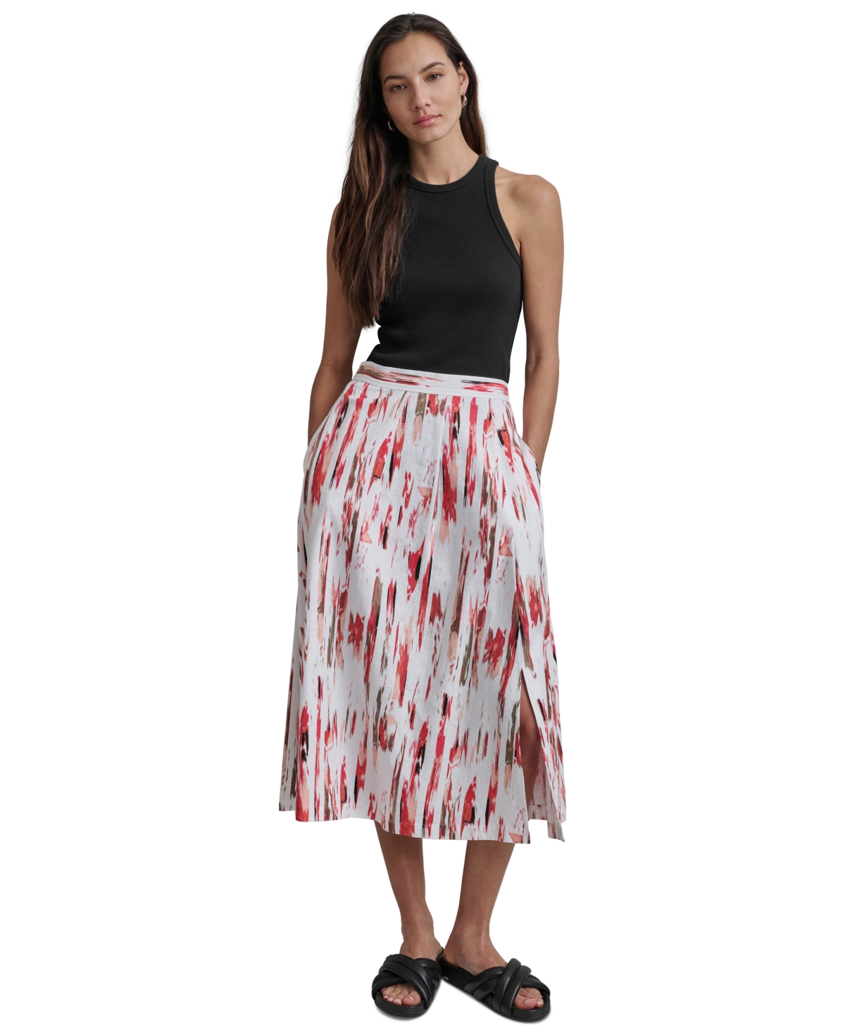 Women's Printed Midi Skirt - Brkn Brsh