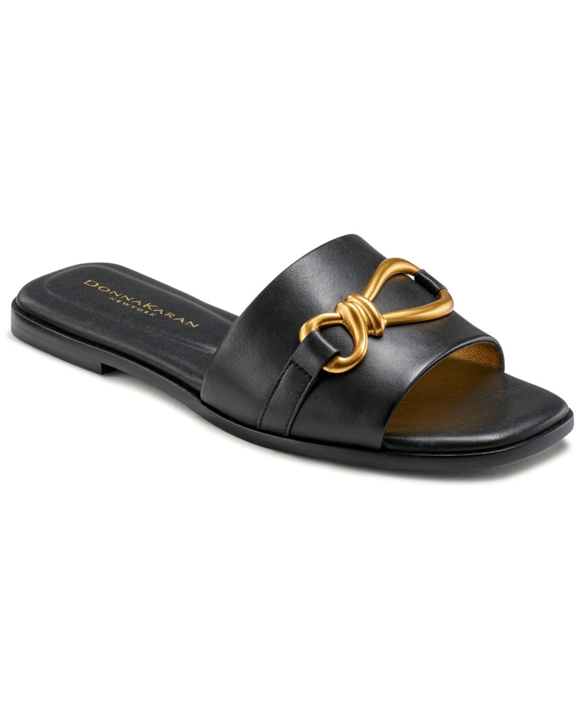 Shop Donna Karan Haylen Hardware Slide Sandals In Black
