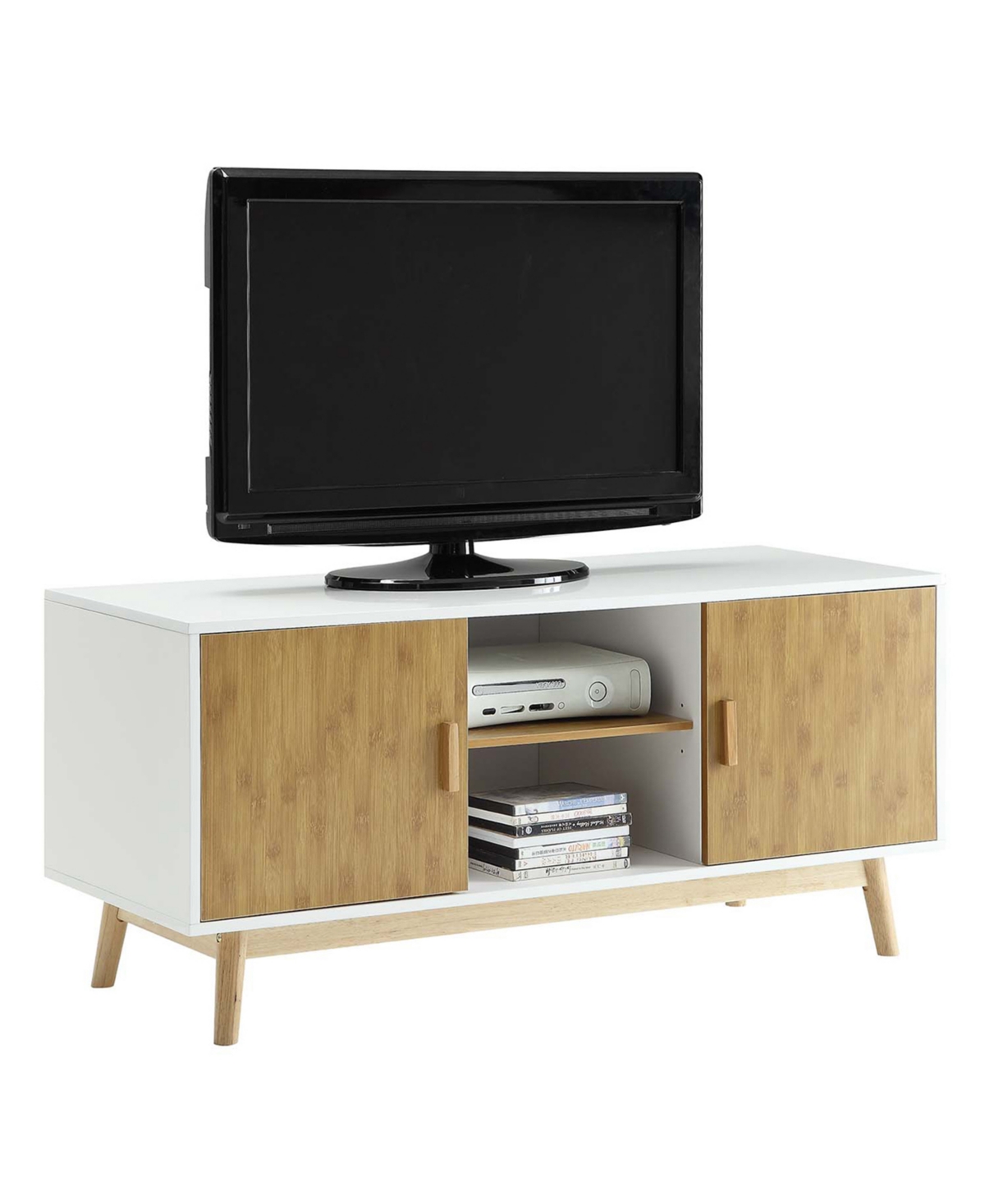 Convenience Concepts 47.25" Oslo Tv Stand With Storage Cabinets And Shelves In White