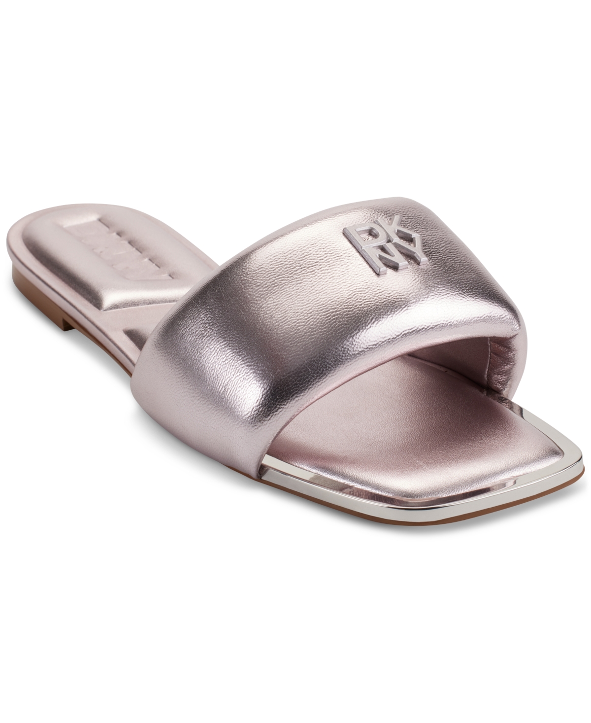 Shop Dkny Drea Logo Slide Sandals In Dusty Rose