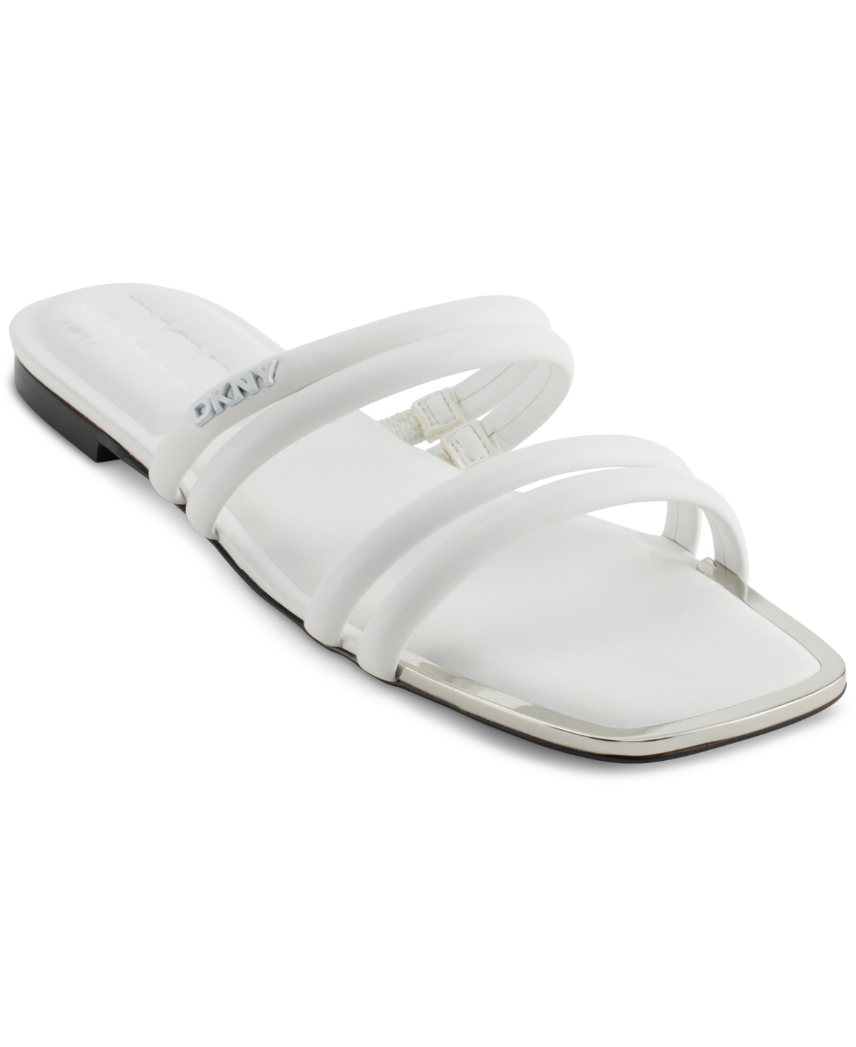 Shop Dkny Women's Dee Strappy Slide Sandals In Brt White